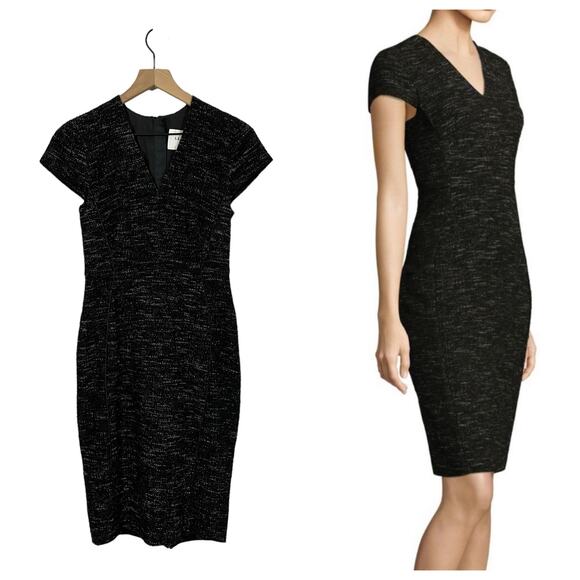 L.K. Bennett Dr Joyce Tweed Sheath Dress - Black/Cream - US 4 - Picture 1 of 12